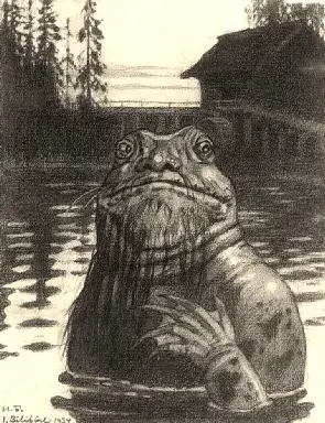 Водяной на реке возле деревни